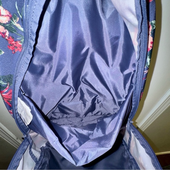 Roxy Shadow Swell Navy and Pink Floral Backpack - Picture 9 of 10